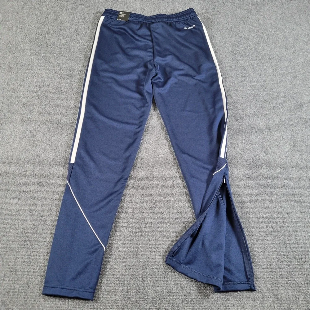 Adidas Soccer Pants Youth‎ Large Slim Tapered Football Futbol Blue Zip Legs NEW